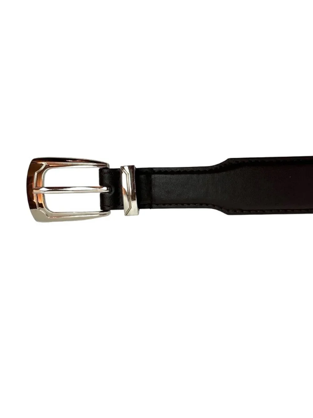 Western Leather Belt With Polished Silver Buckle & Oval Detail Mens 38 Brown